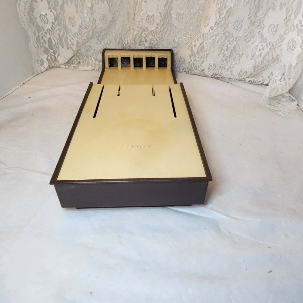 CUTCO Knife Fork Holder 5 Slot #1742 Plastic Tray Drawer Wall Mount Brown Tan